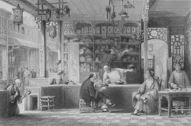 Tienda del vendedor de gorras, Cantón, de 
